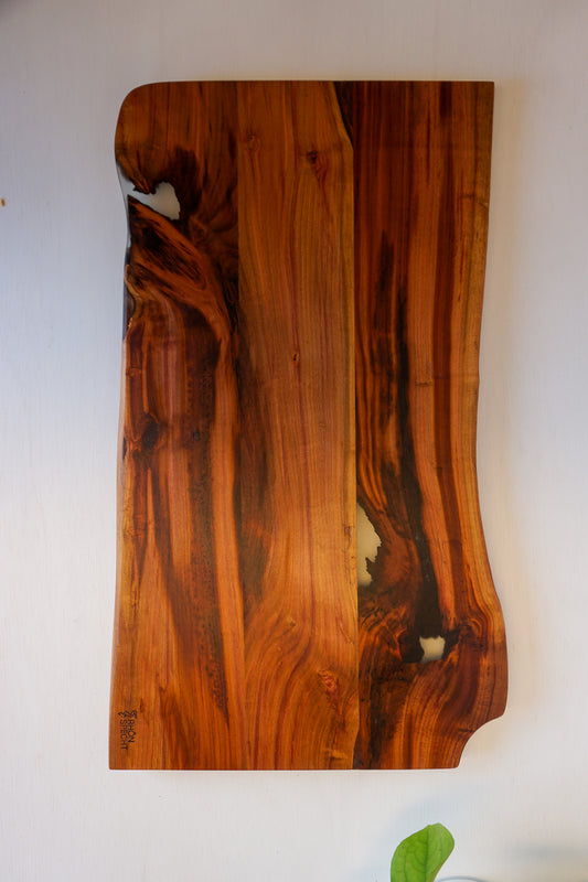 Schneide- & Servierbrett aus Pflaume – Unikat mit Epoxidharz